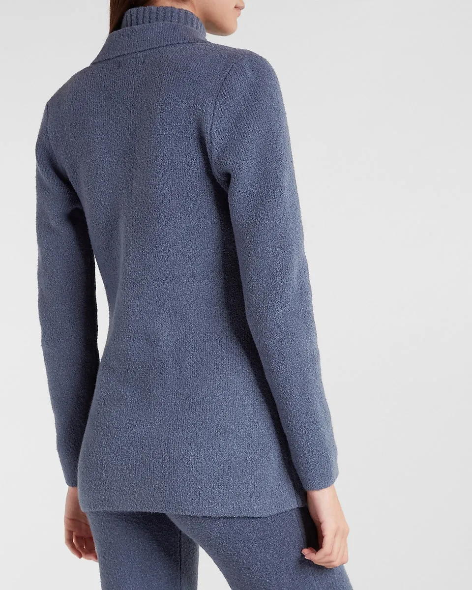 Double Breasted Embellished Button Sweater Blazer in Blue Diamond
