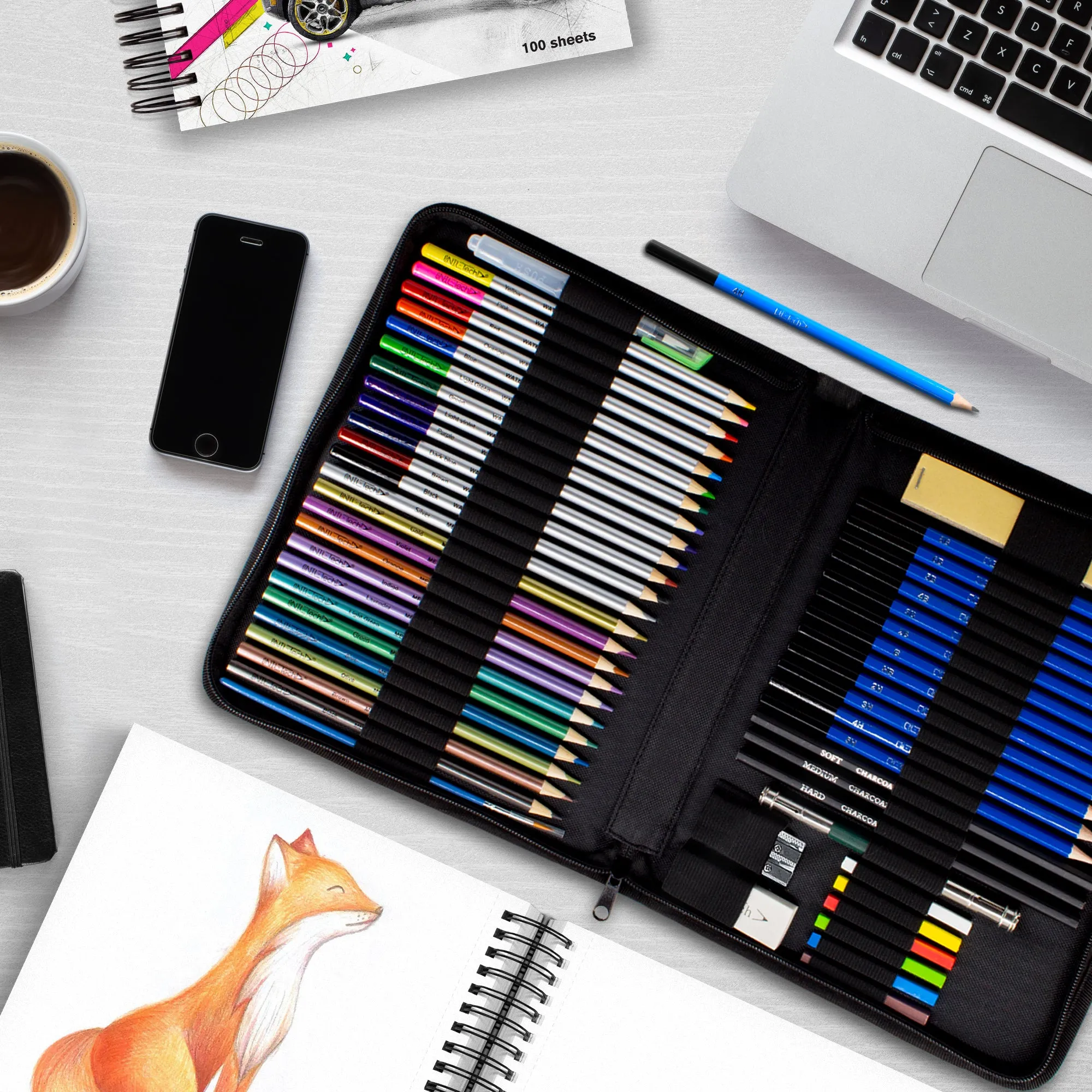 Drawing Pencils Art Set – 55 Watercolor Pencils and Sketching Art Supplies
