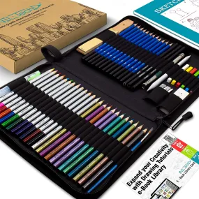 Drawing Pencils Art Set – 55 Watercolor Pencils and Sketching Art Supplies