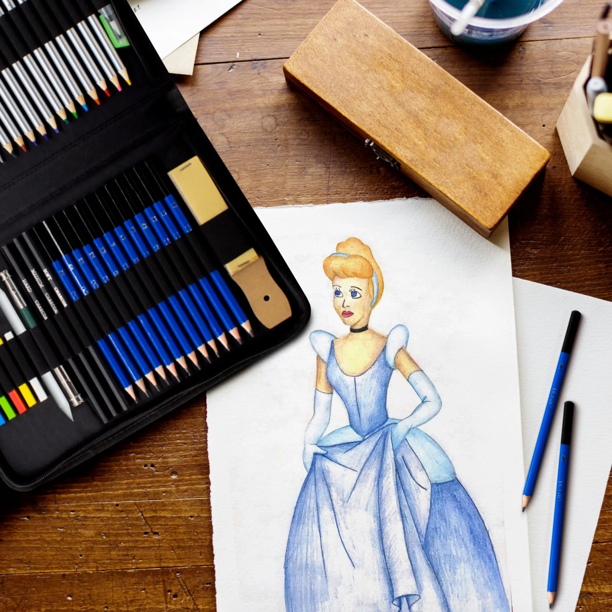 Drawing Pencils Art Set – 55 Watercolor Pencils and Sketching Art Supplies