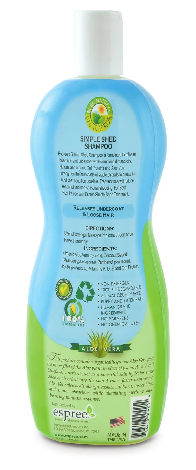 Espree Simple Shed Pet Shampoo with Aloe Vera