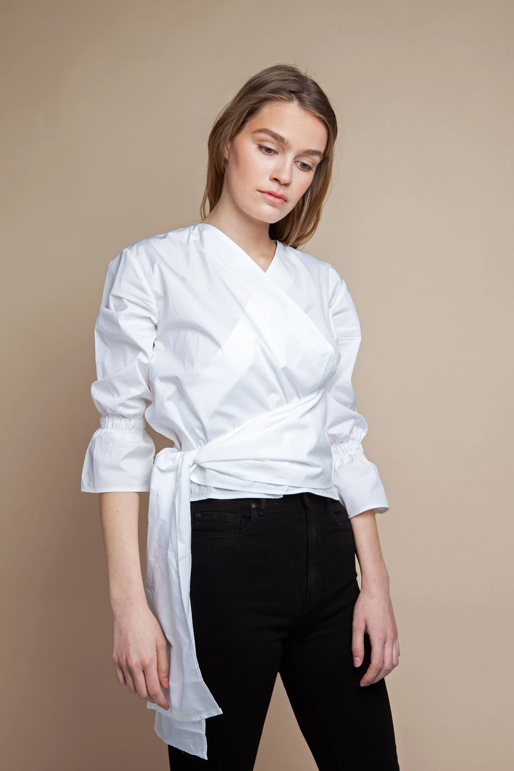 esra wrap top white