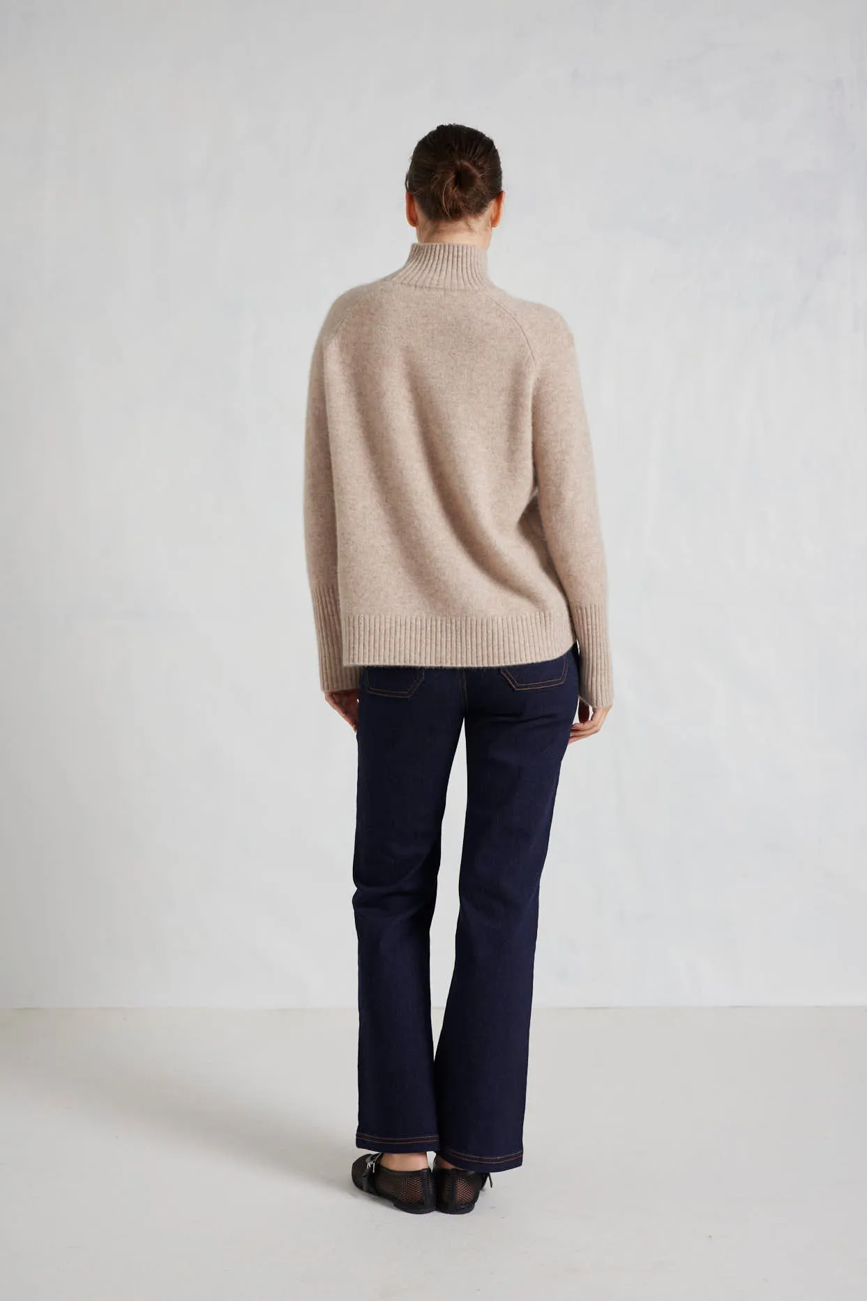 Fifi Polo Cashmere Sweater in Lightweight Beige