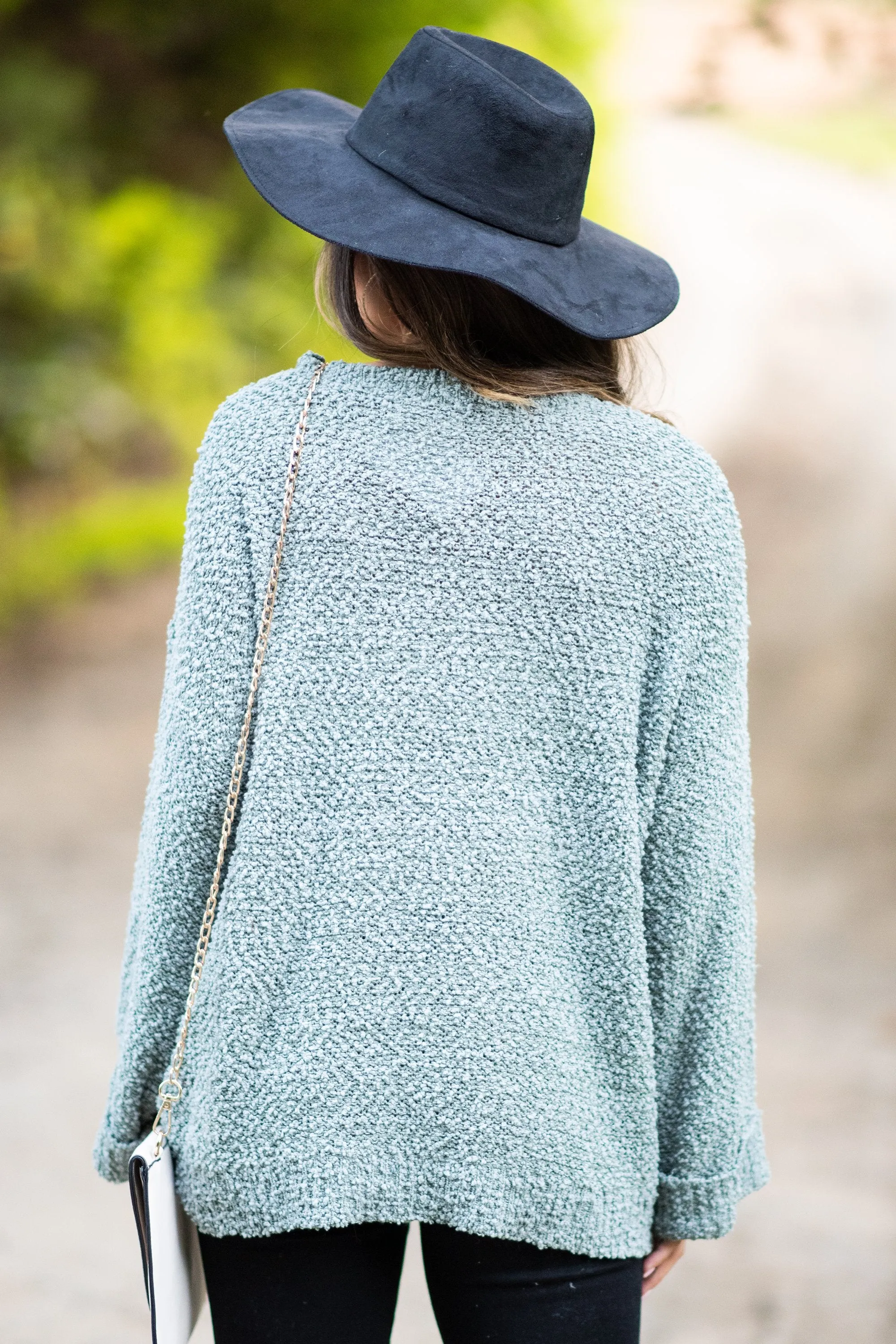 Find Your Love Sage Green Popcorn Sweater