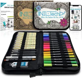 Fine Point Pen and Brush Pens Dual Tip Markers Set - 36 Pieces Art Supplies