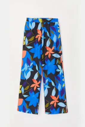 FLOWERED POPLIN TROUSERS