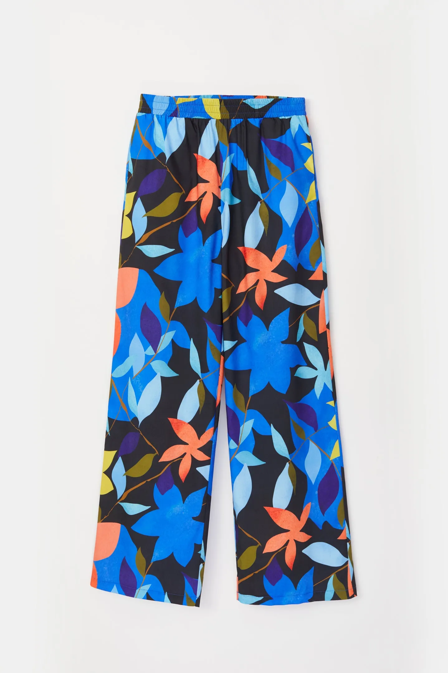 FLOWERED POPLIN TROUSERS
