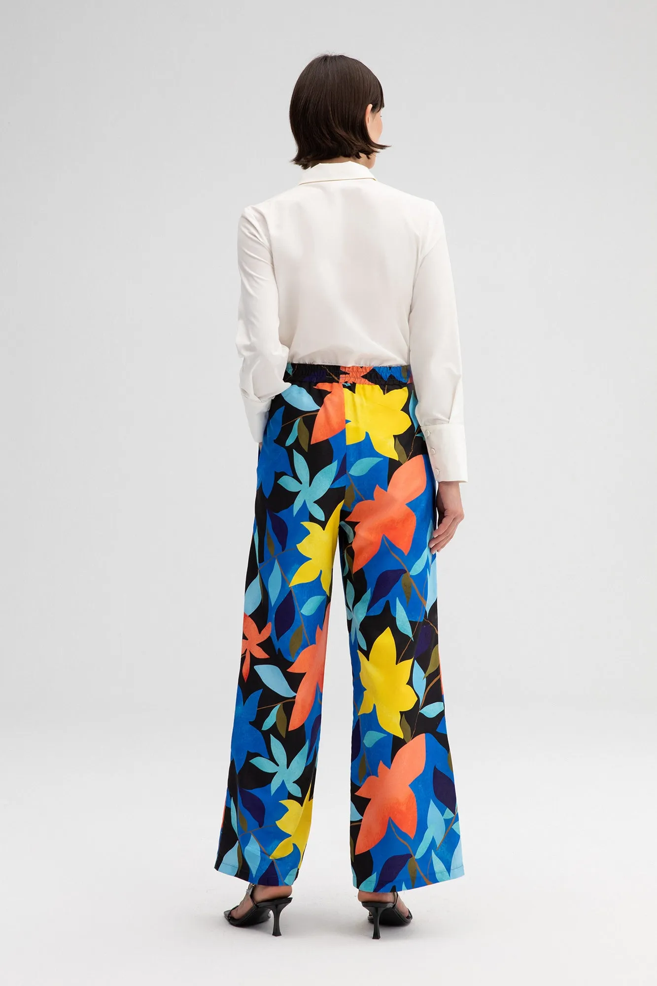FLOWERED POPLIN TROUSERS
