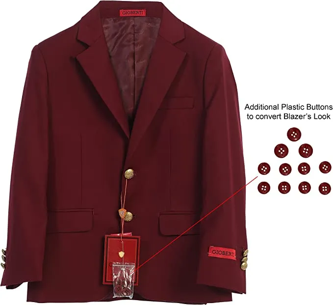 Formal Blazer Jacket Toddler's Kids Boys -Burgundy