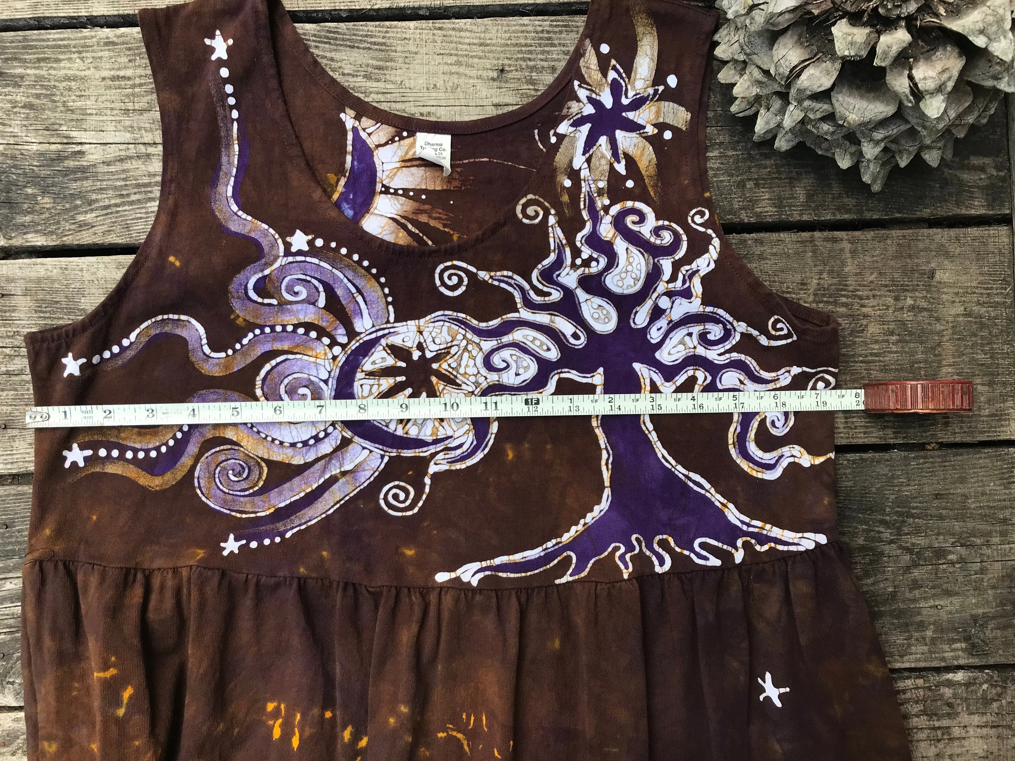 Golden Sun Purple Forest Farmer's Market Pocket Dress - Size Large