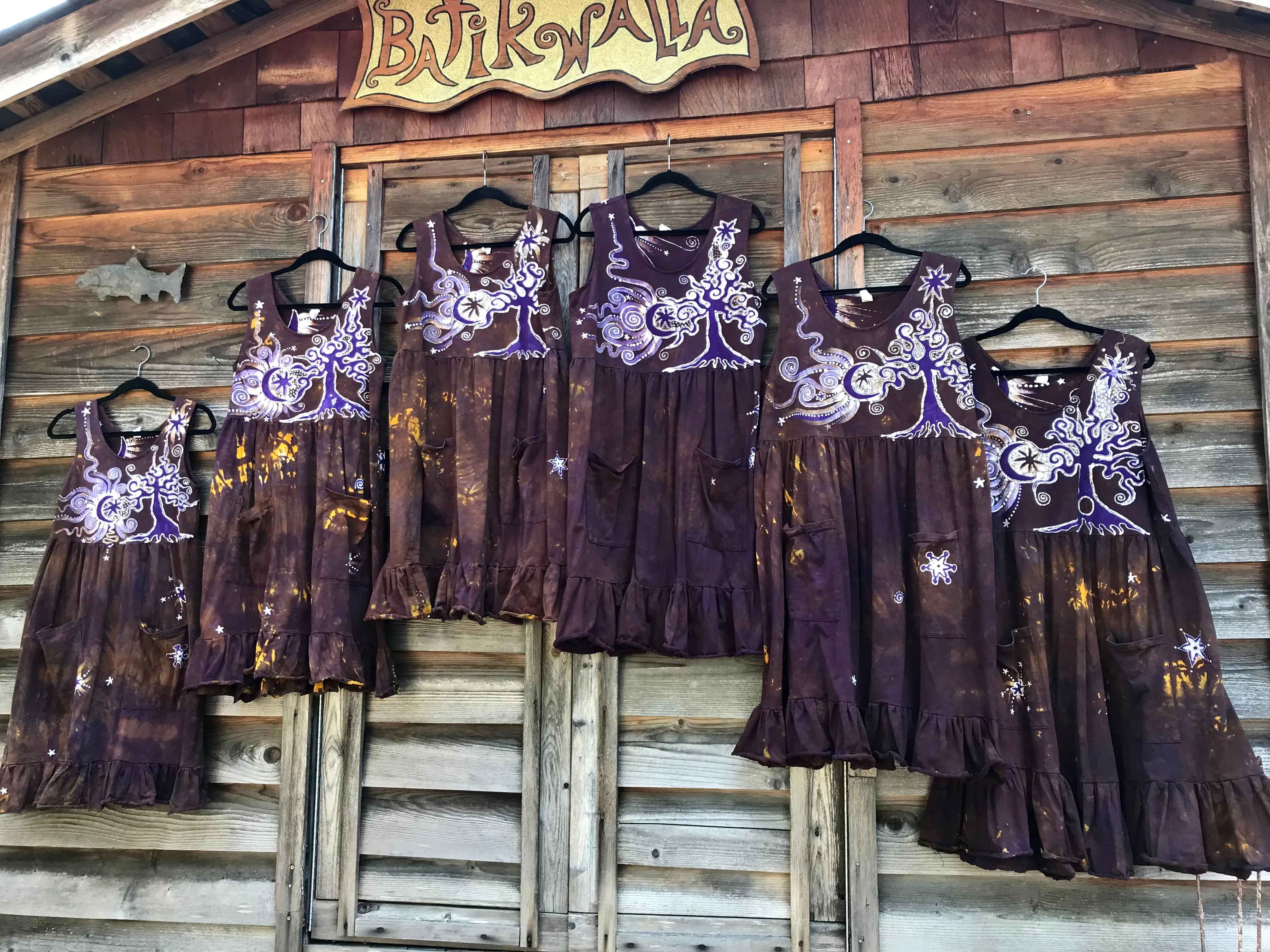 Golden Sun Purple Forest Farmer's Market Pocket Dress - Size Large