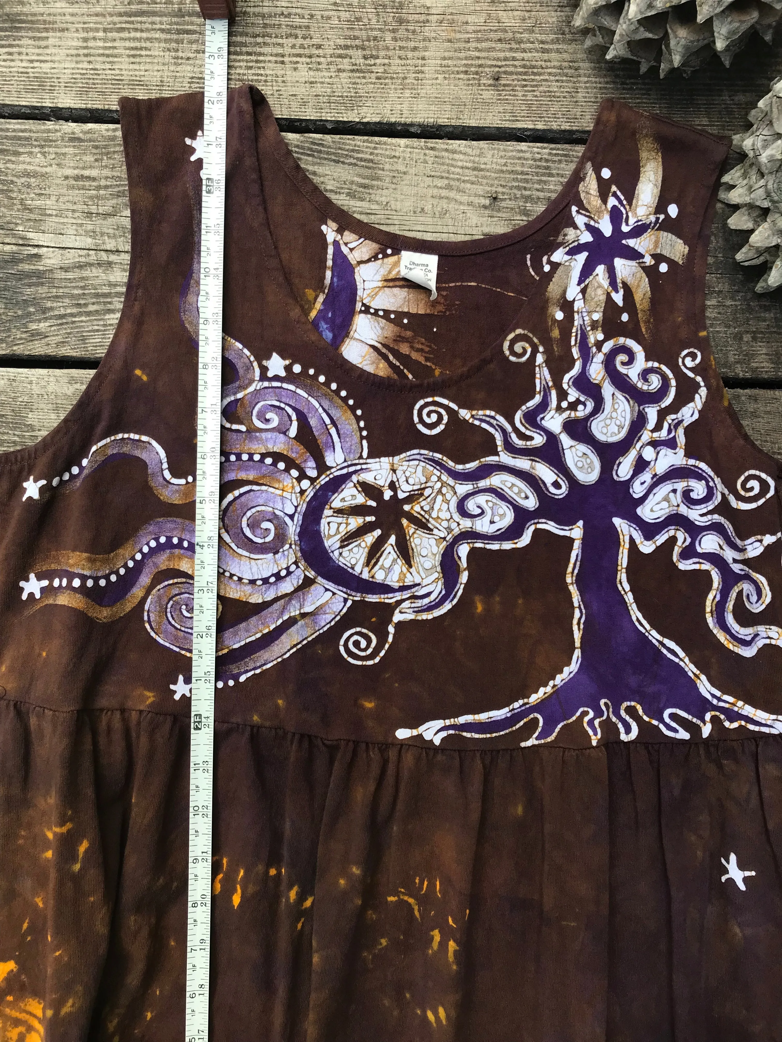 Golden Sun Purple Forest Farmer's Market Pocket Dress - Size Large