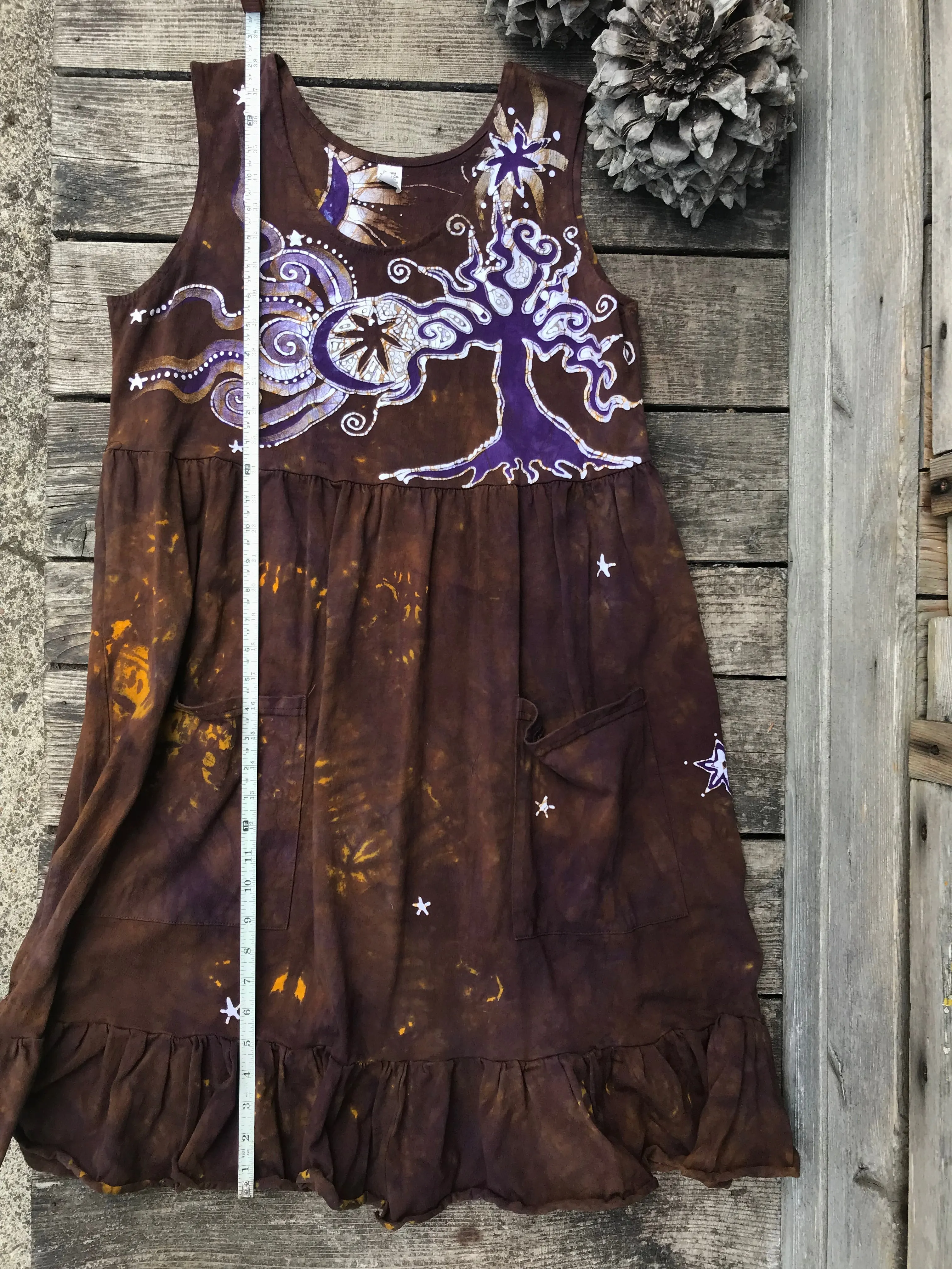 Golden Sun Purple Forest Farmer's Market Pocket Dress - Size Large