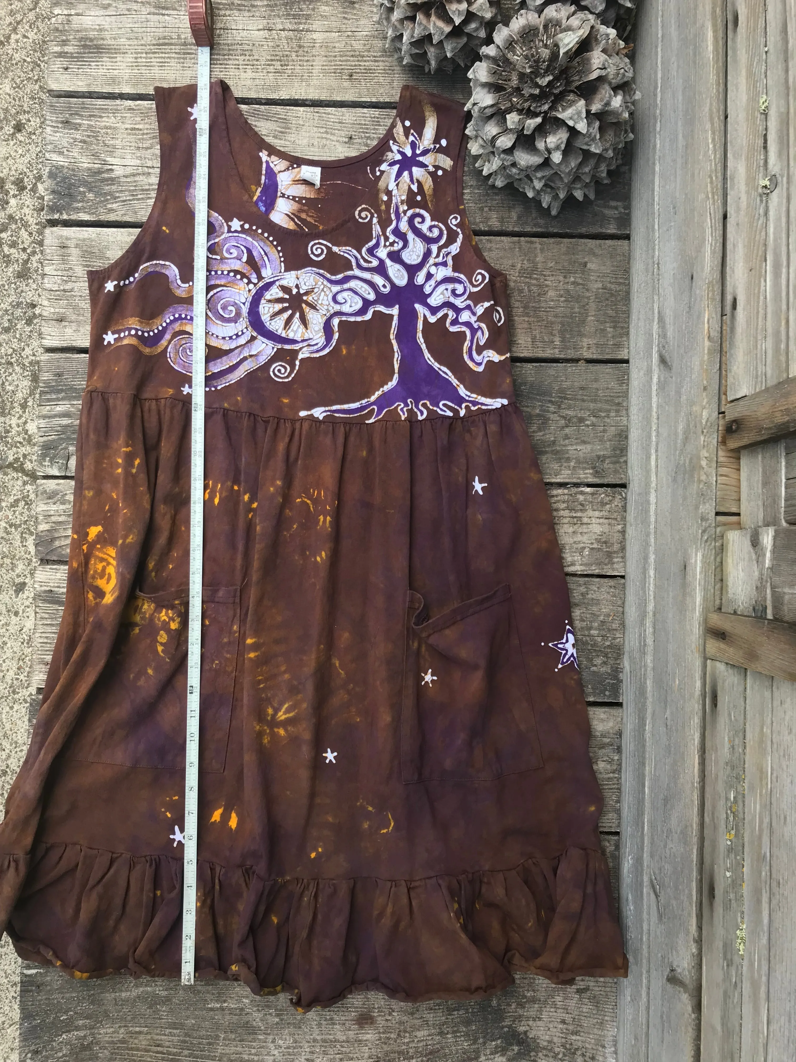 Golden Sun Purple Forest Farmer's Market Pocket Dress - Size Large