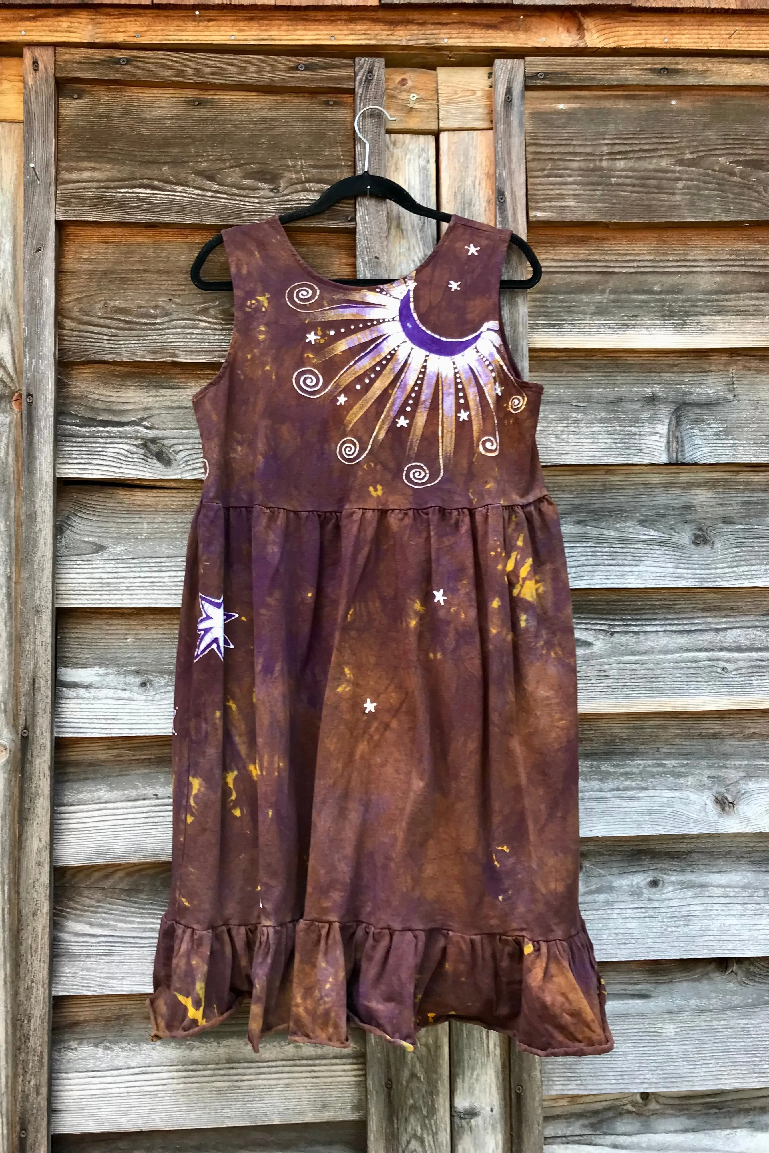 Golden Sun Purple Forest Farmer's Market Pocket Dress - Size Large
