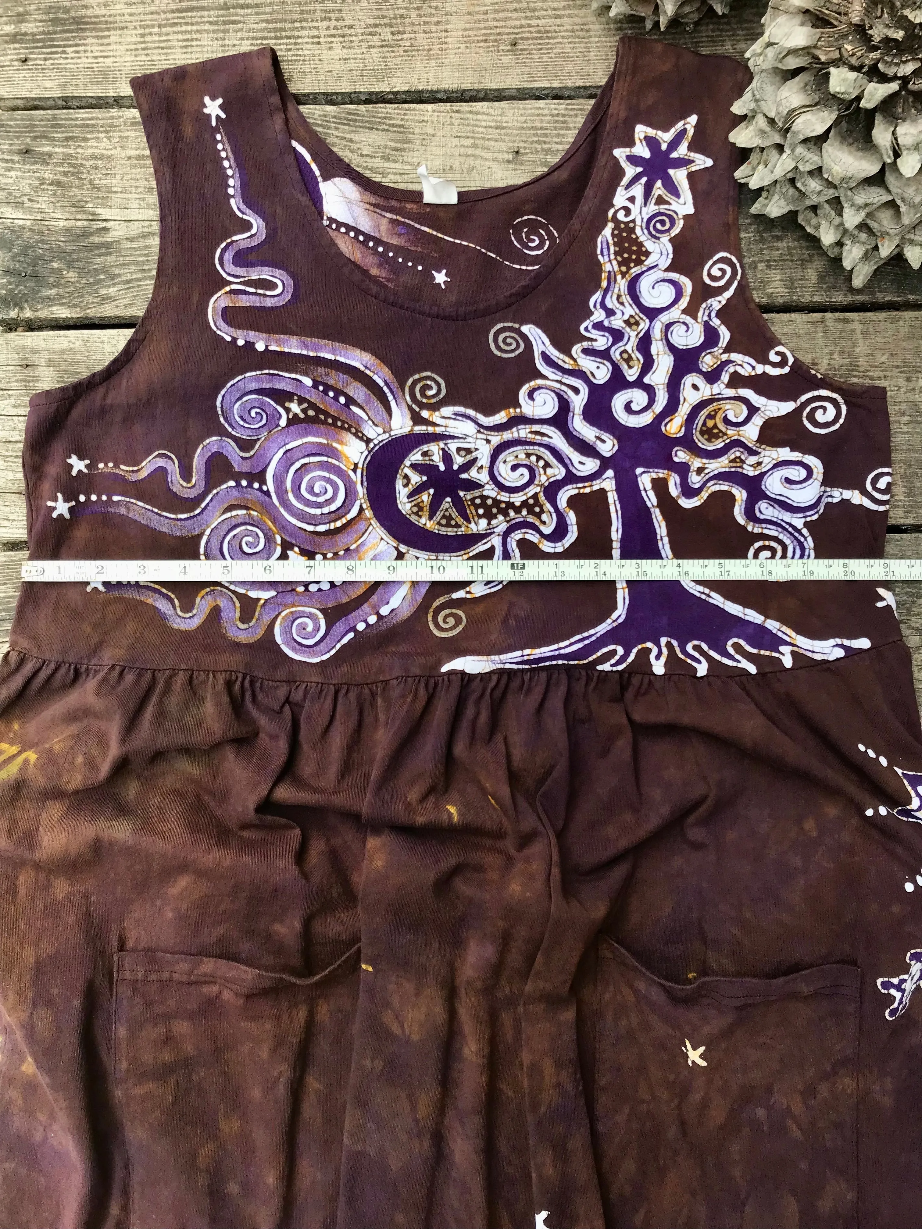 Golden Sun Purple Forest Farmer's Market Pocket Dress - Size XL