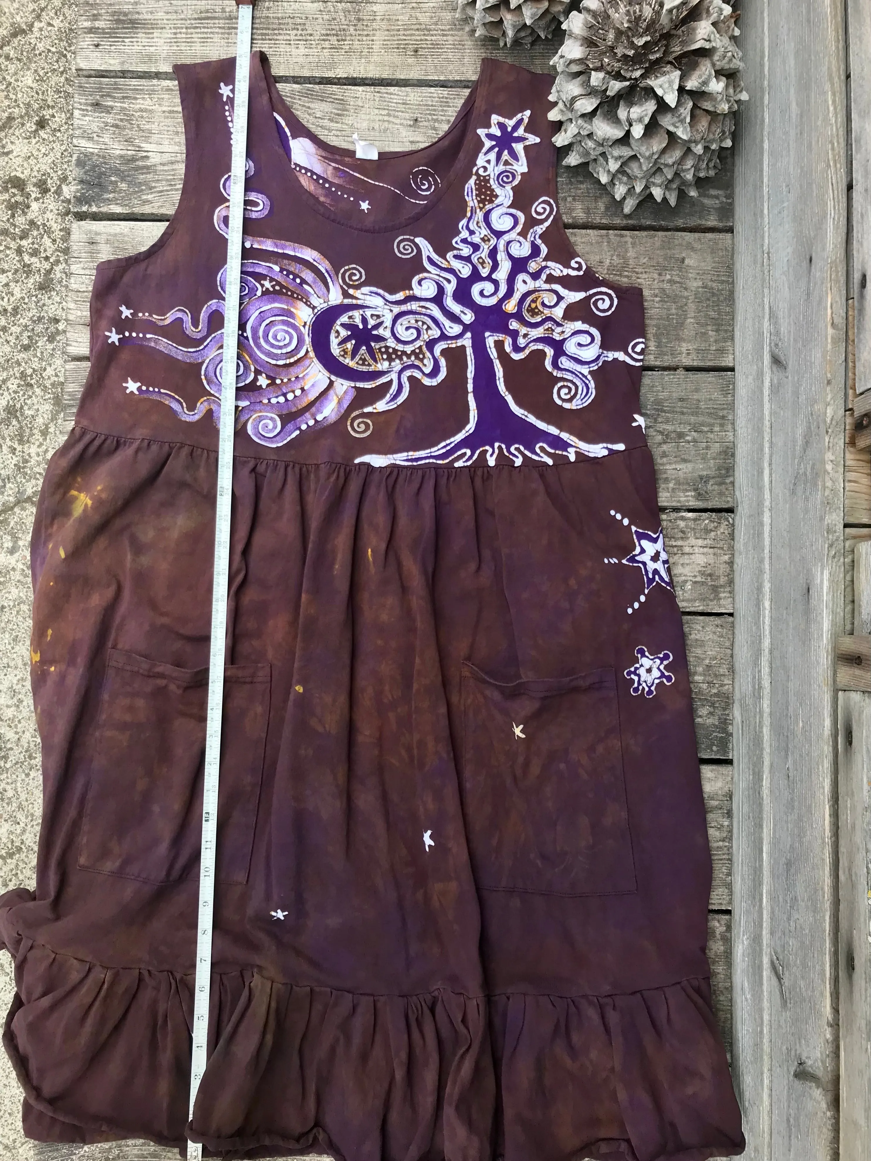 Golden Sun Purple Forest Farmer's Market Pocket Dress - Size XL