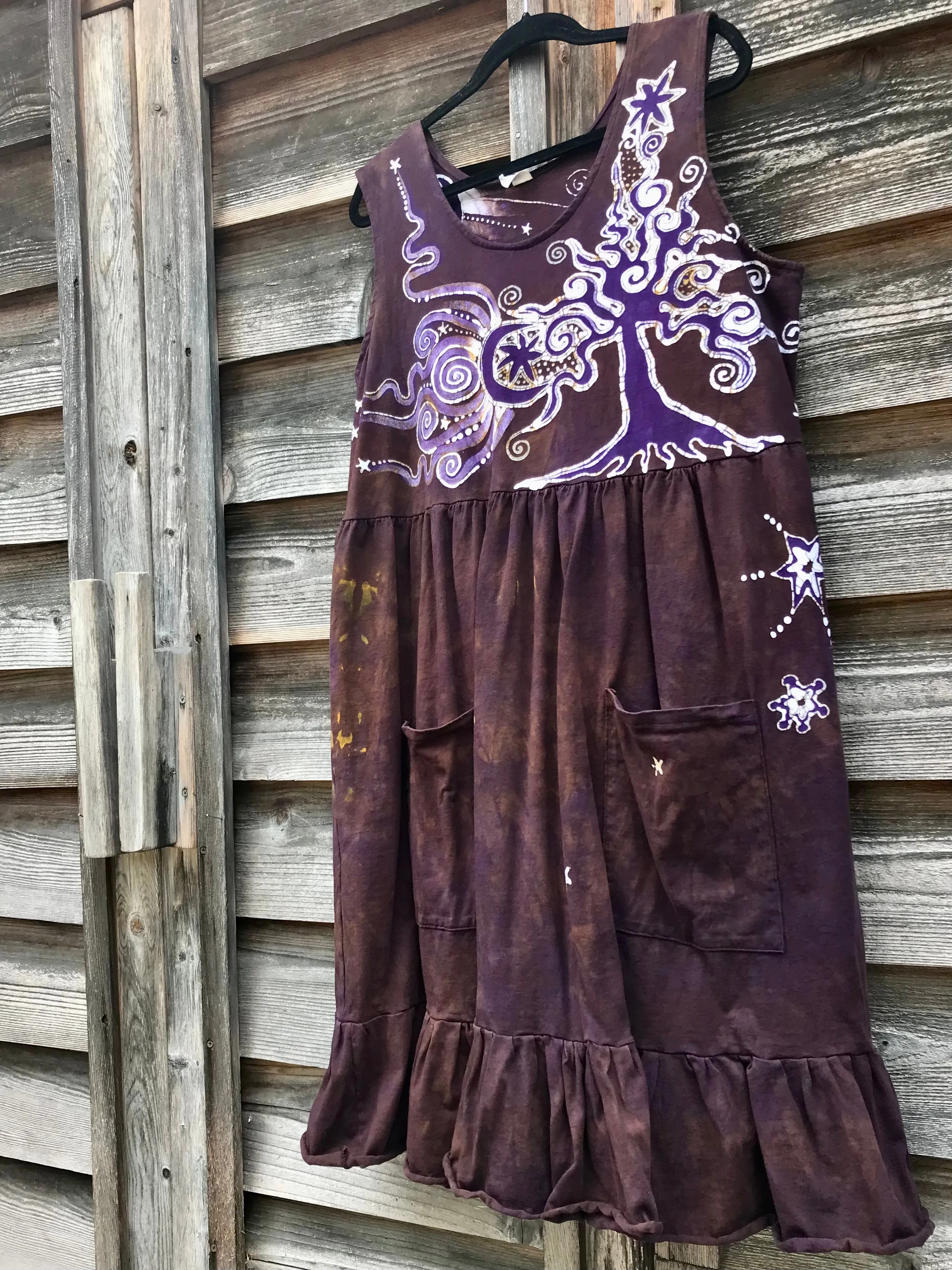 Golden Sun Purple Forest Farmer's Market Pocket Dress - Size XL