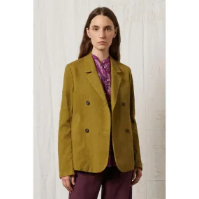 HAMPTON4  Cotton Linen Panama Peacoat in Guacamole