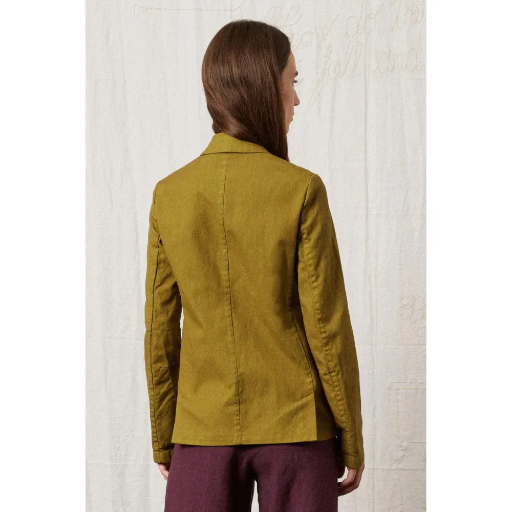 HAMPTON4  Cotton Linen Panama Peacoat in Guacamole