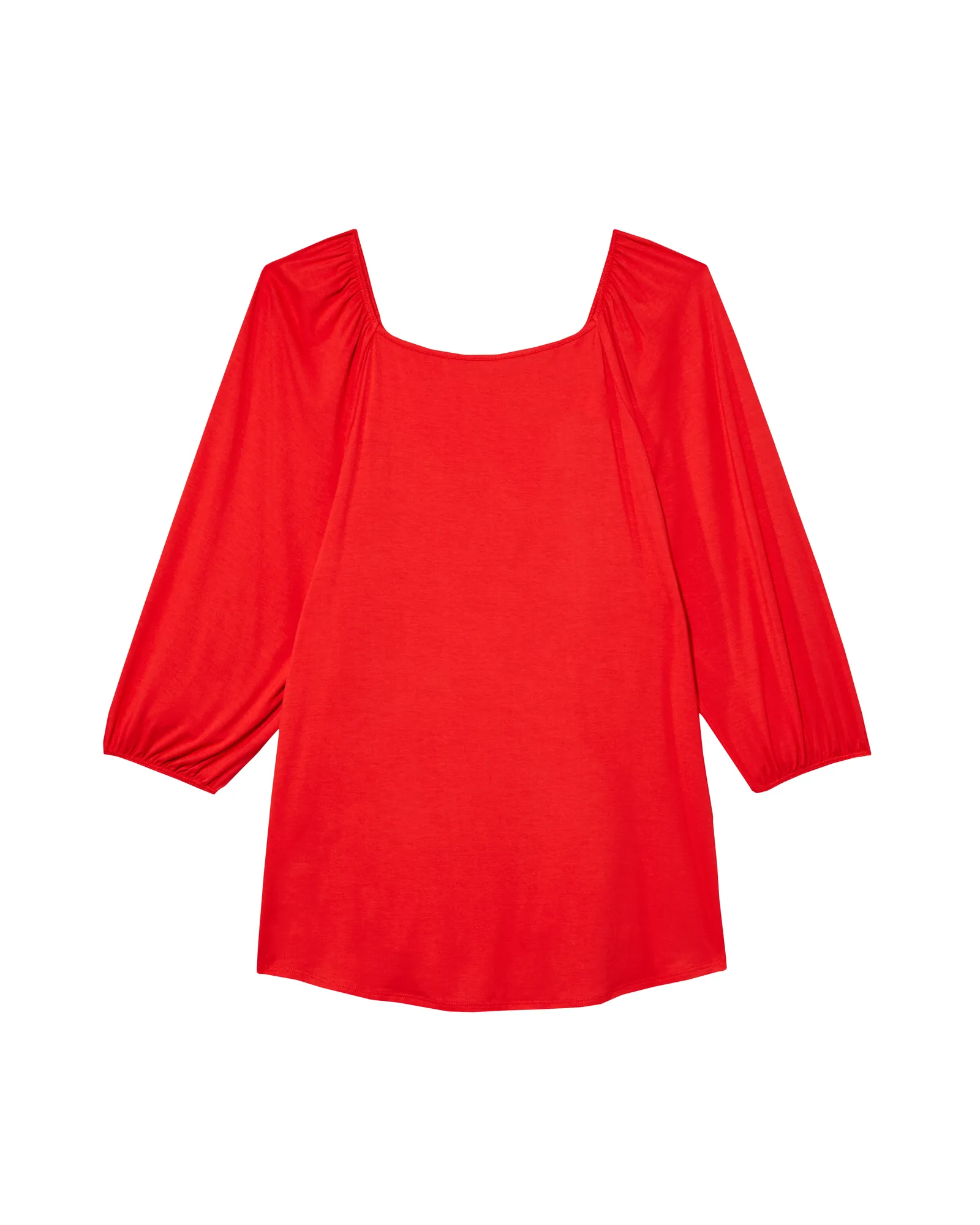 Heidi Square Neck Button Front 3/4 Sleeve Blouse | Red