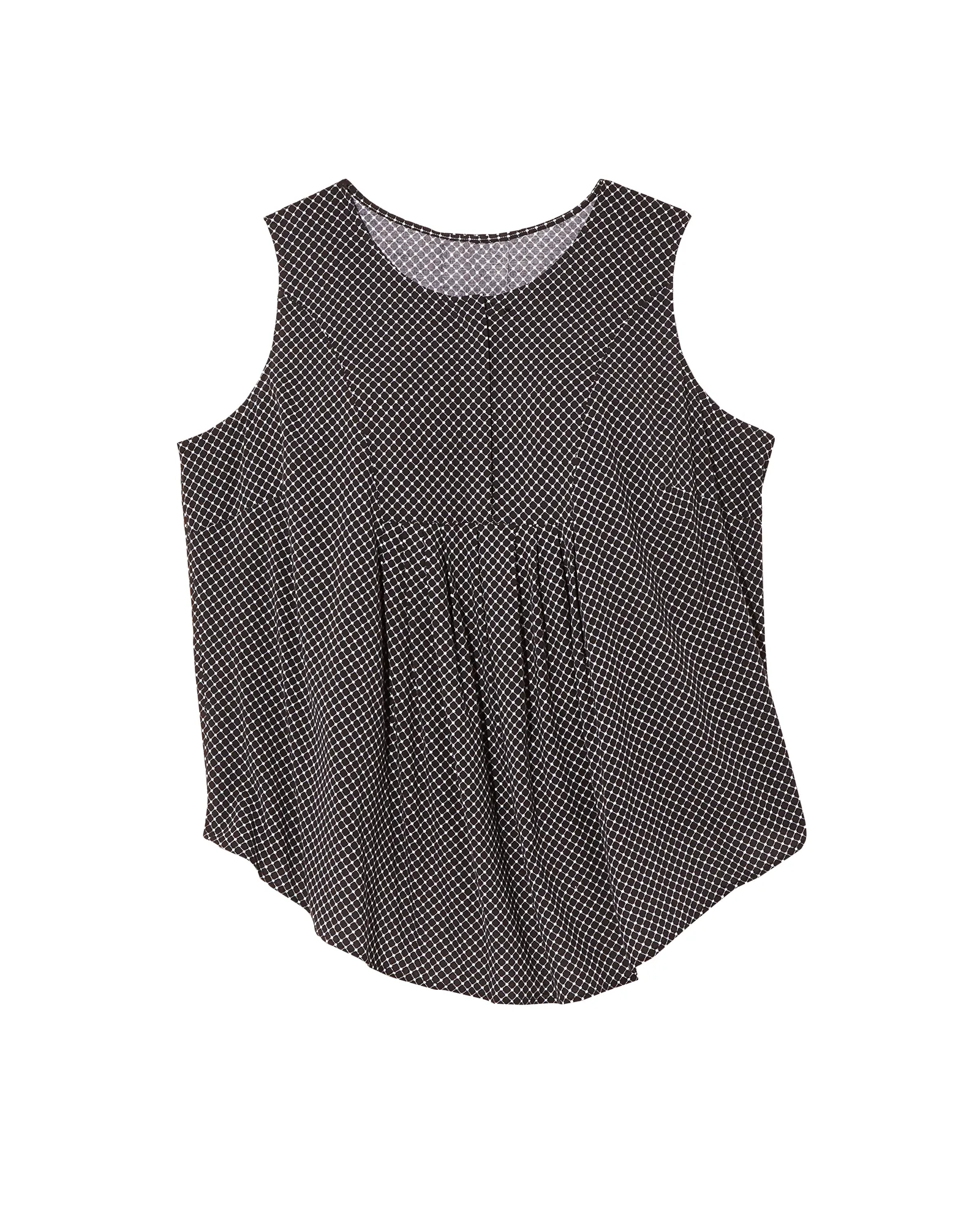 Honora Sleeveless Printed Blouse with Pleats | Black / White