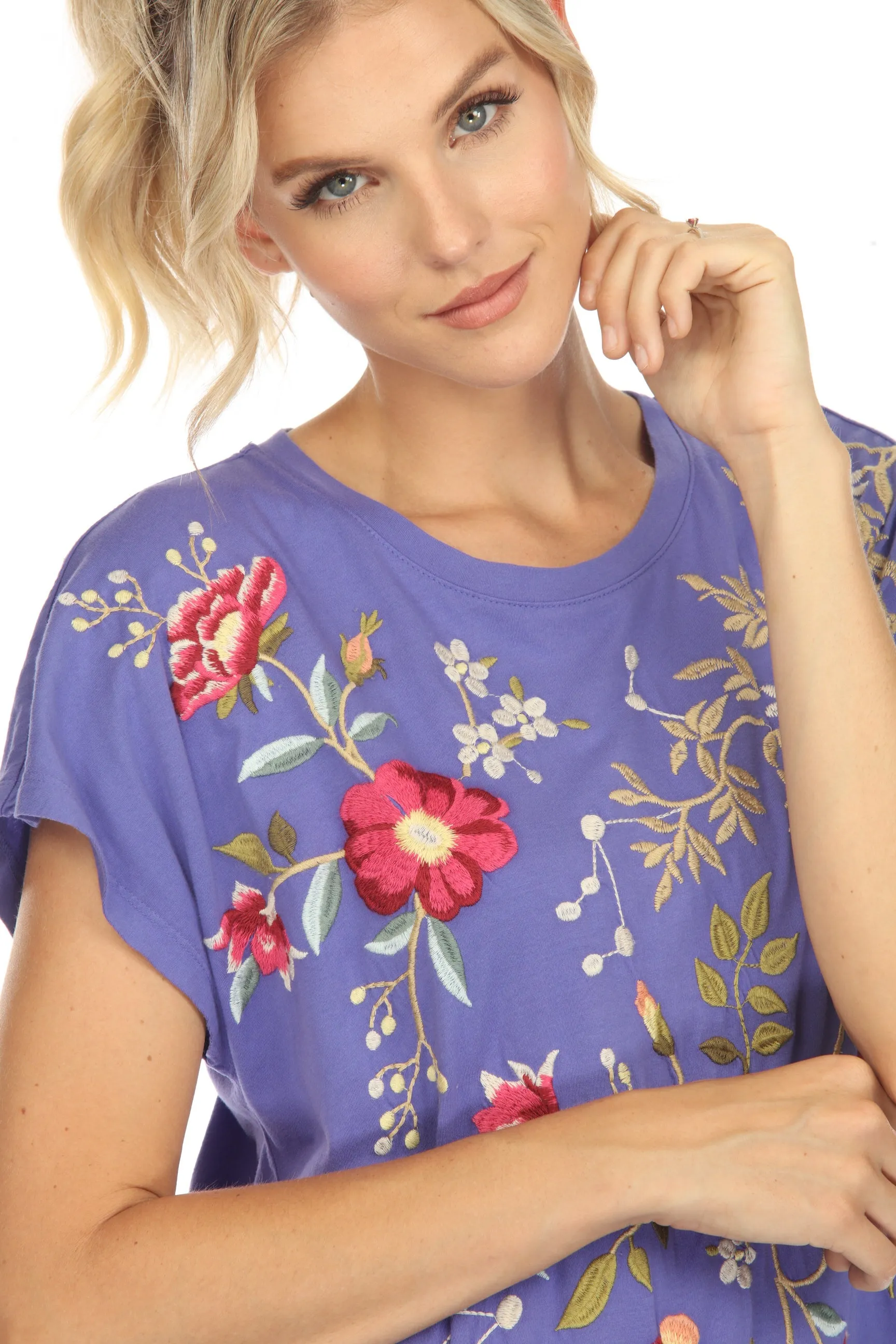 Johnny Was JWLA Osaka Relaxed Knit Midi T-Shirt Dress Boho Chic J37123