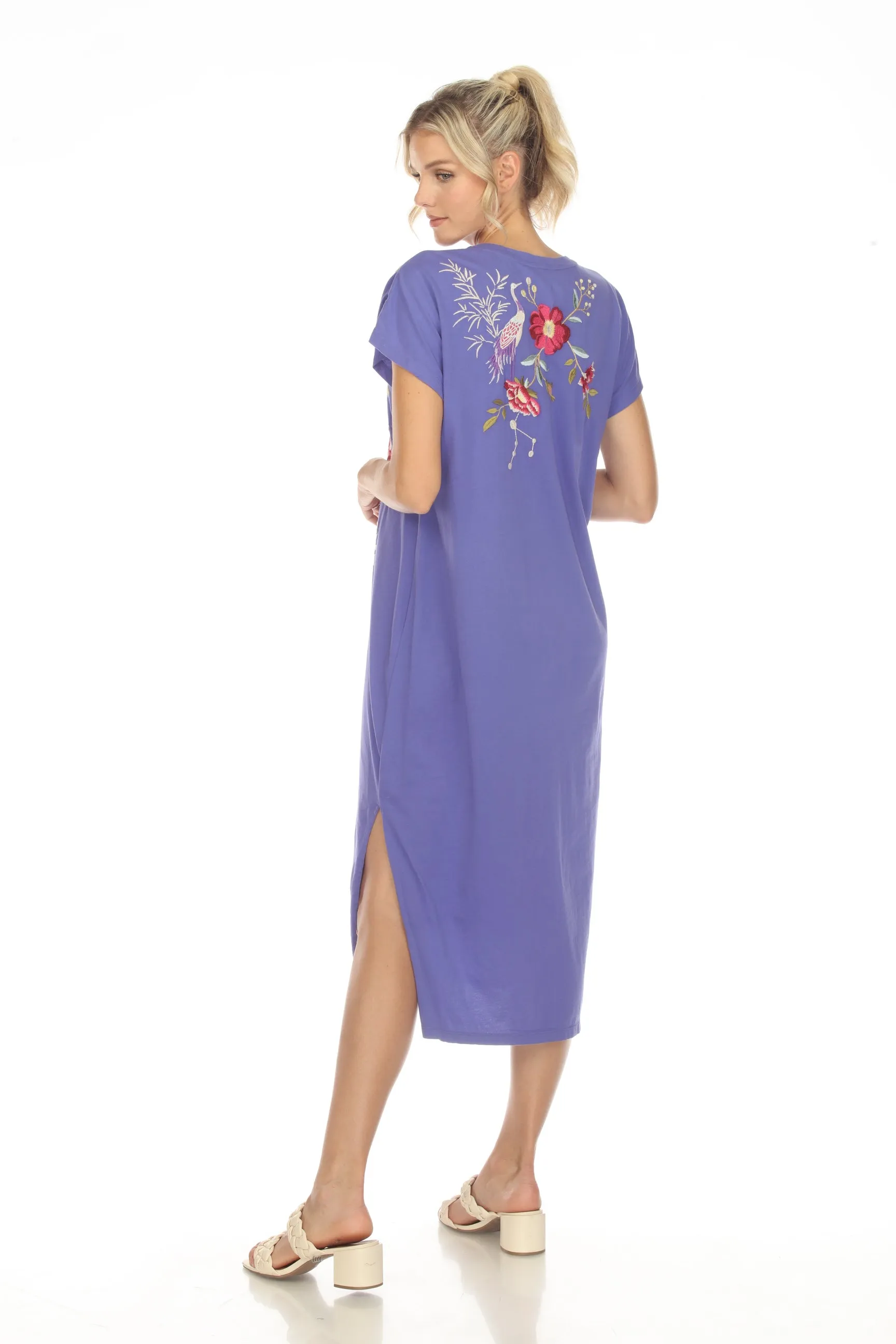 Johnny Was JWLA Osaka Relaxed Knit Midi T-Shirt Dress Boho Chic J37123