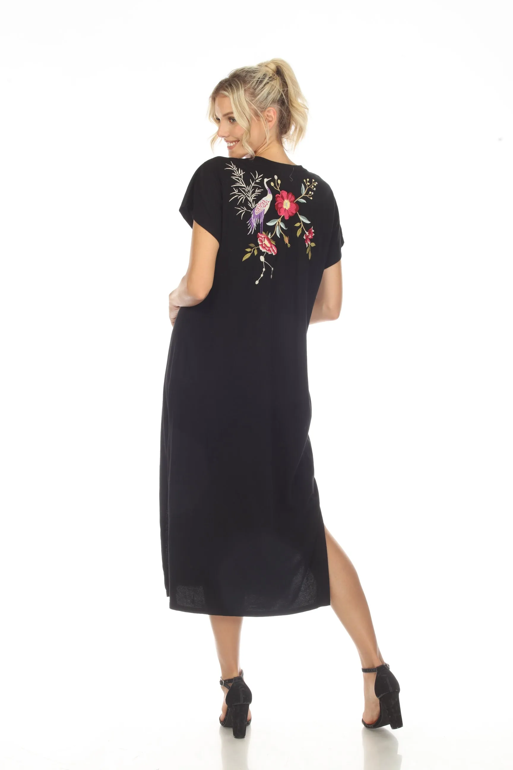 Johnny Was JWLA Osaka Relaxed Knit Midi T-Shirt Dress Boho Chic J37123