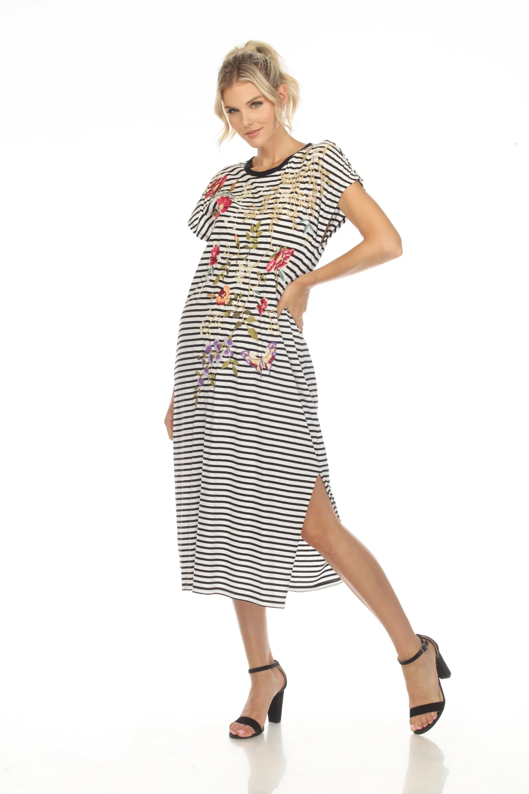 Johnny Was JWLA Osaka Relaxed Knit Midi T-Shirt Dress Boho Chic J37123