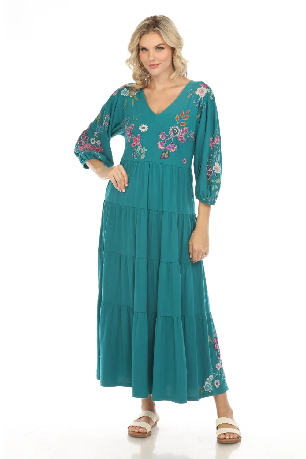 Johnny Was JWLA Shilo Dolman Tiered Knit Dress Boho Chic J30523-E