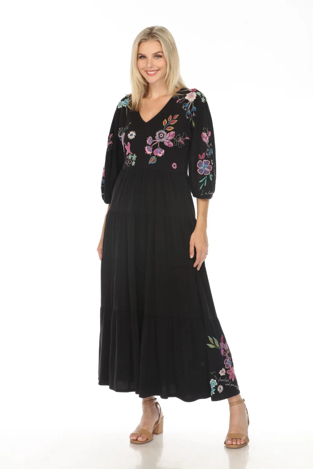 Johnny Was JWLA Shilo Dolman Tiered Knit Dress Boho Chic J30523-E