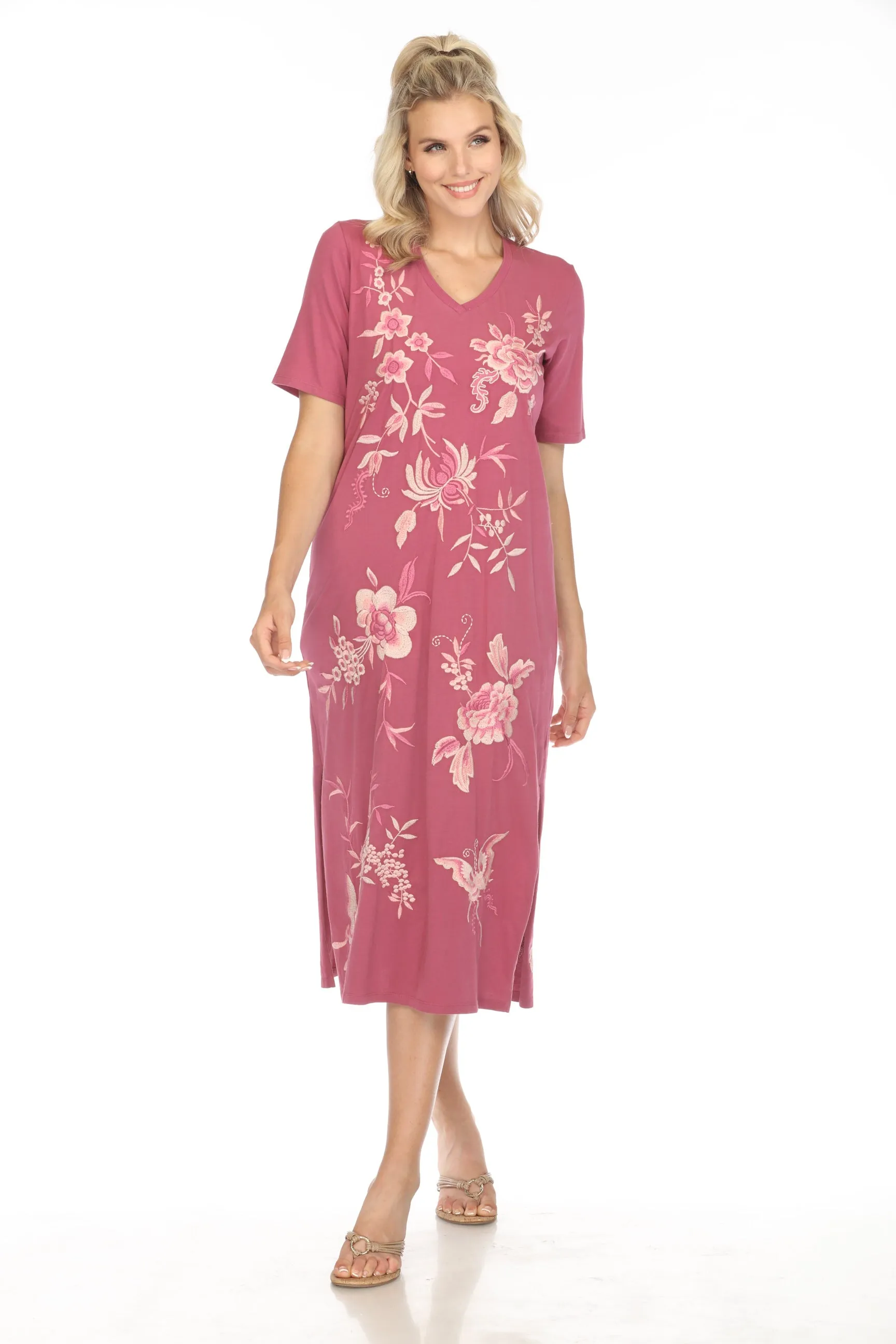 Johnny Was JWLA Trapunto V-Neck Knit Midi Dress J32724 Boho Chic *