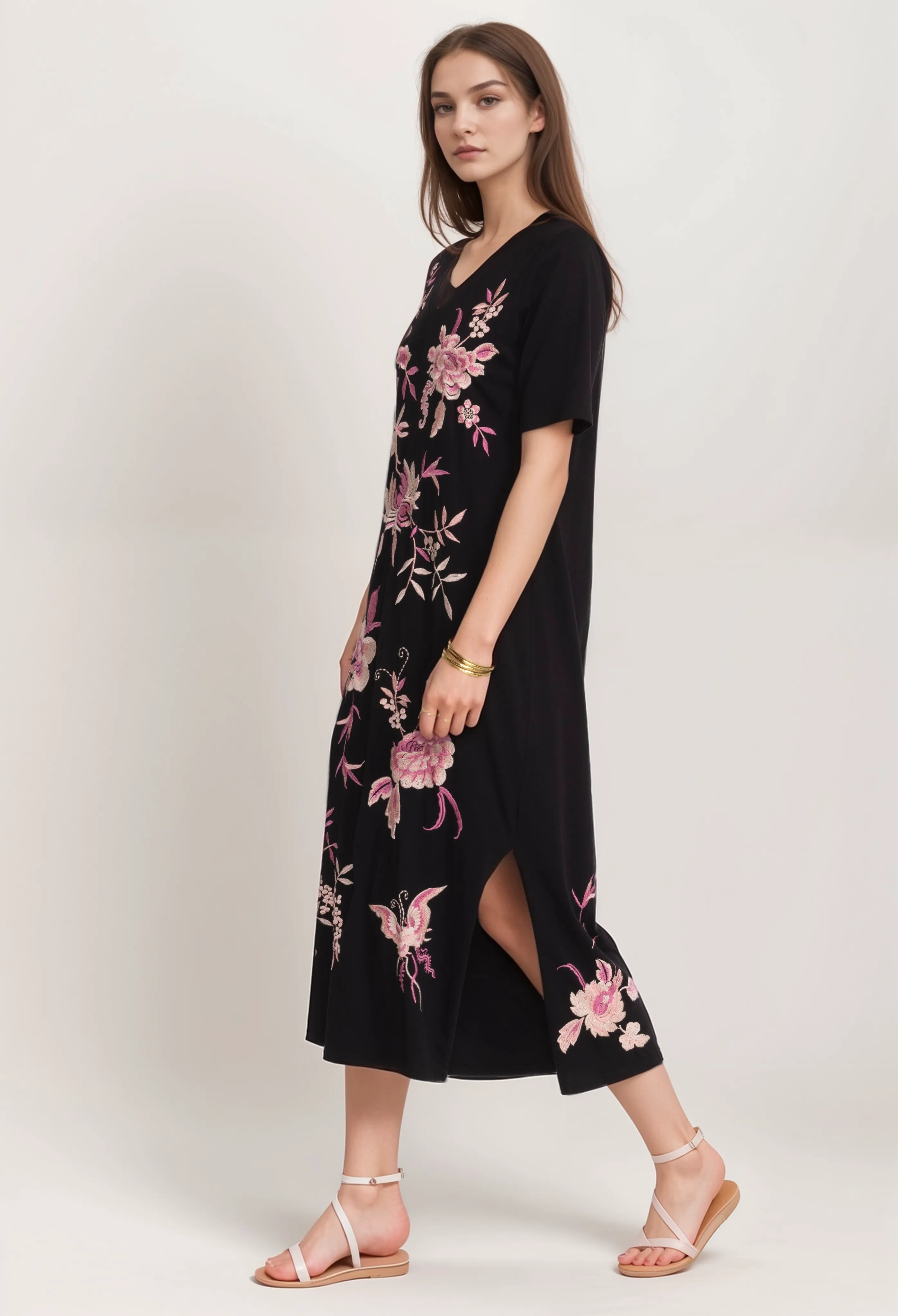 Johnny Was JWLA Trapunto V-Neck Knit Midi Dress J32724 Boho Chic *