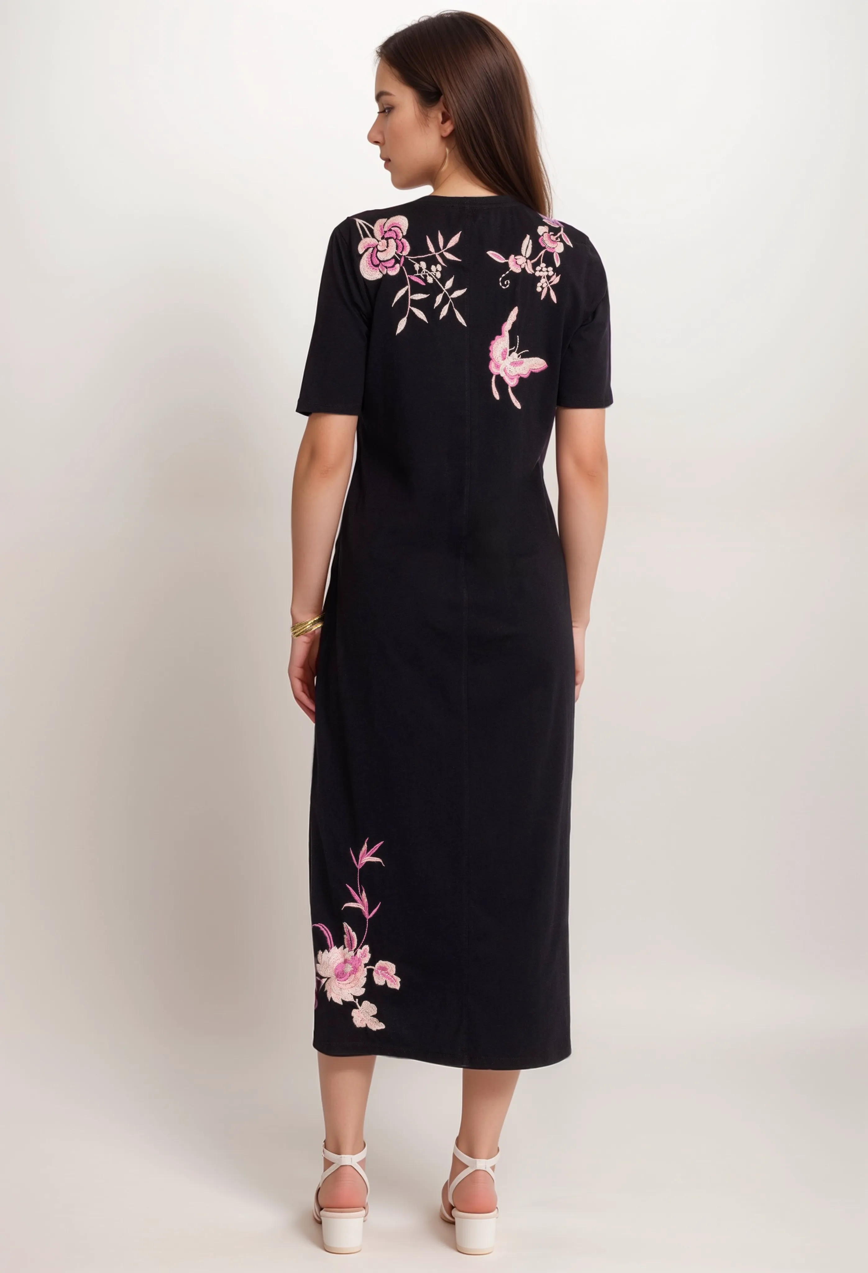 Johnny Was JWLA Trapunto V-Neck Knit Midi Dress J32724 Boho Chic *