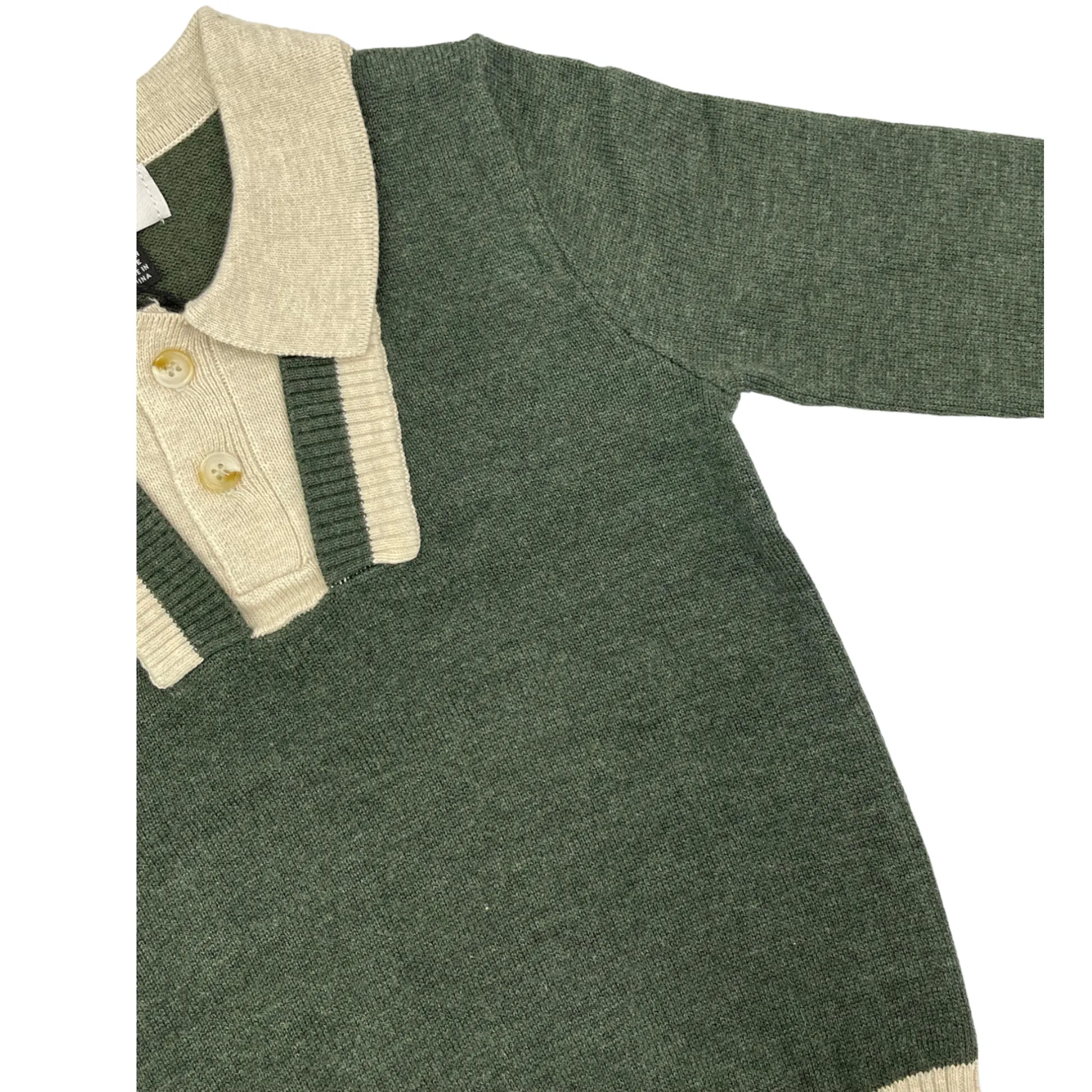 Klai Green Collar Polo Sweater
