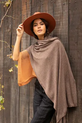 KNIT CASHMERE SHAWL BROWN