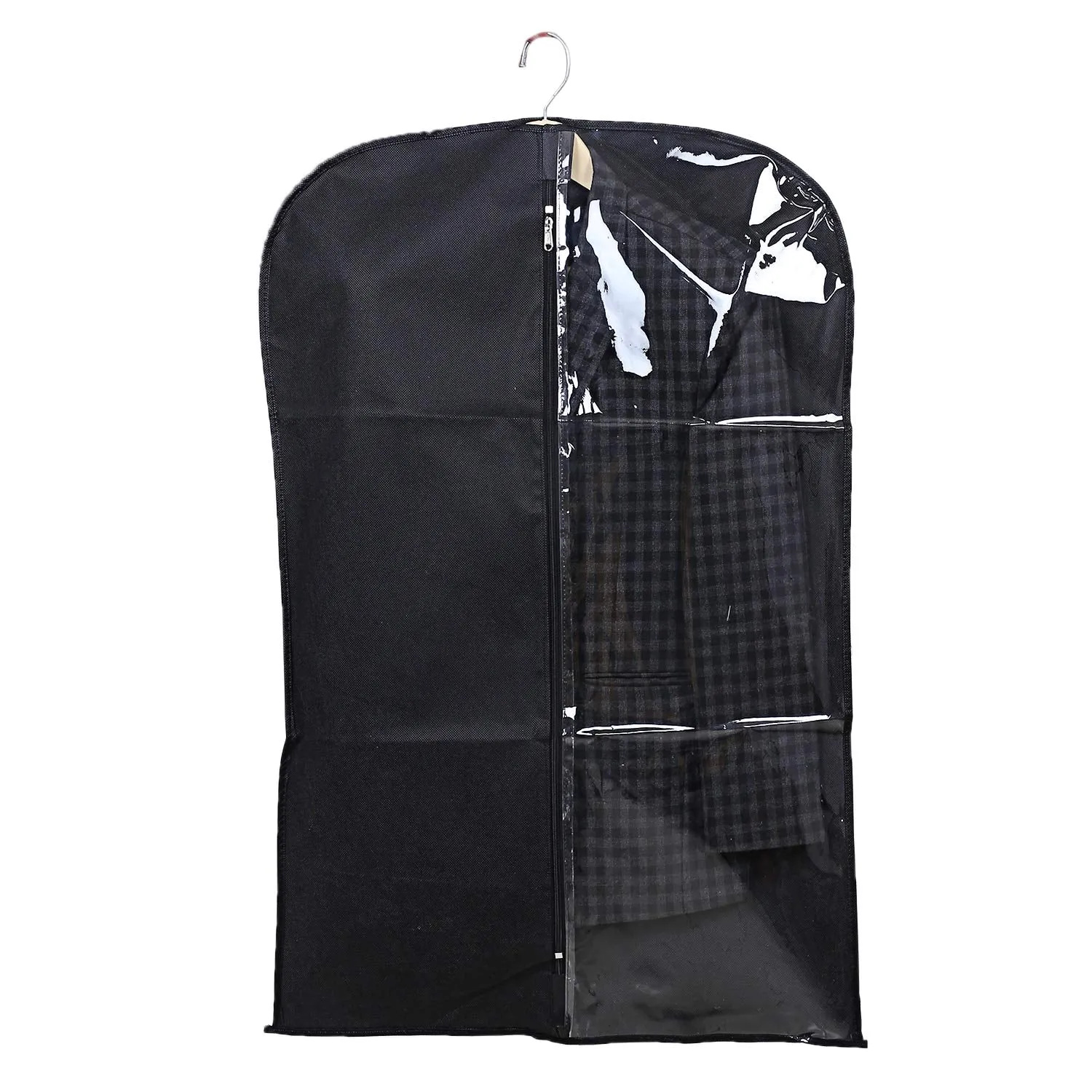 Kuber Industries Half Transparent 4 Piece Non Woven Men's Coat Blazer Cover, Black