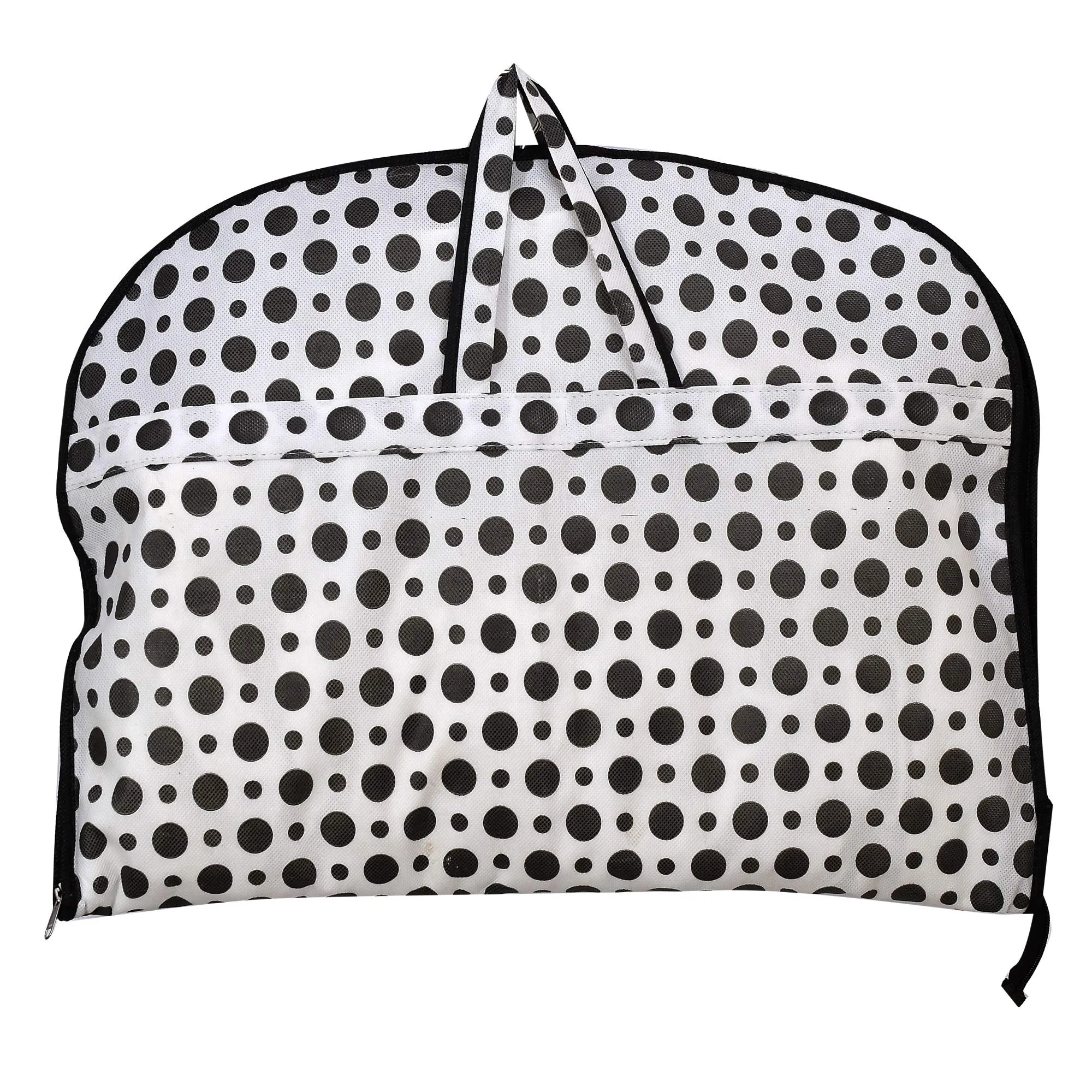 Kuber Industries Polka Dots Printed 8 Pieces Foldable Non Woven Men's Coat Blazer Cover (Black & White)-KUBMART903