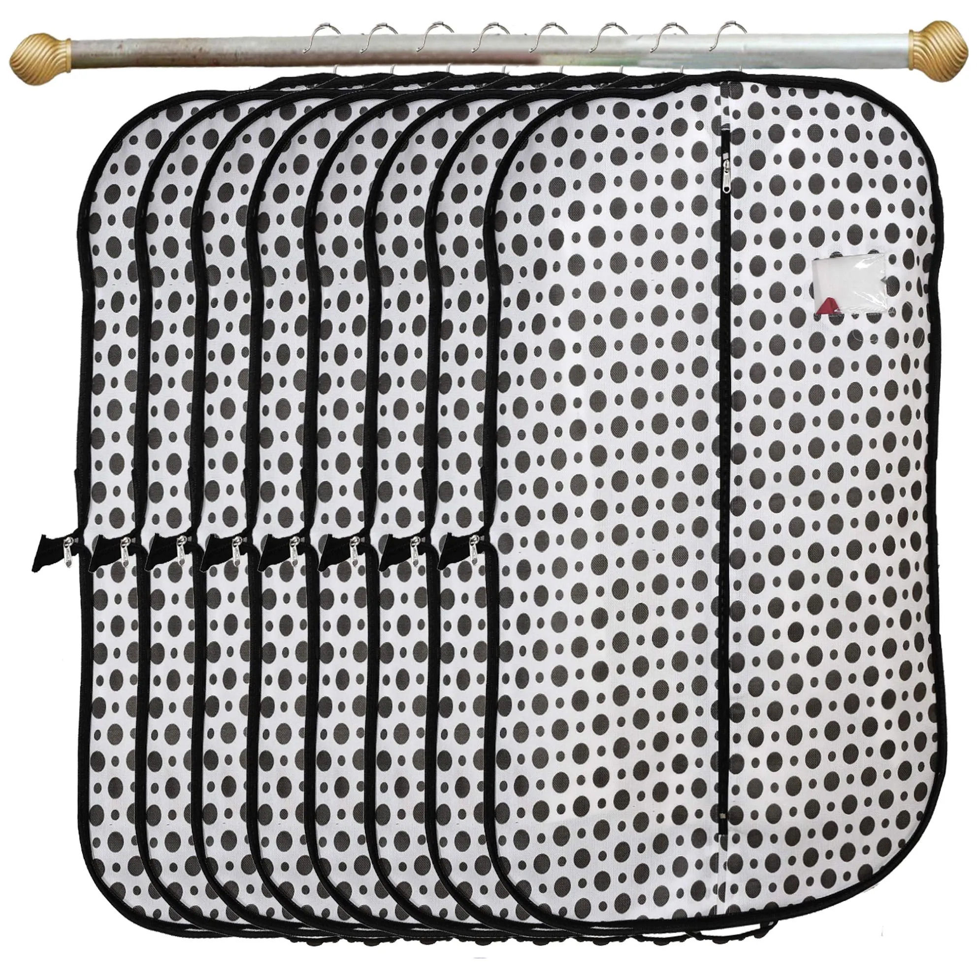 Kuber Industries Polka Dots Printed 8 Pieces Foldable Non Woven Men's Coat Blazer Cover (Black & White)-KUBMART903