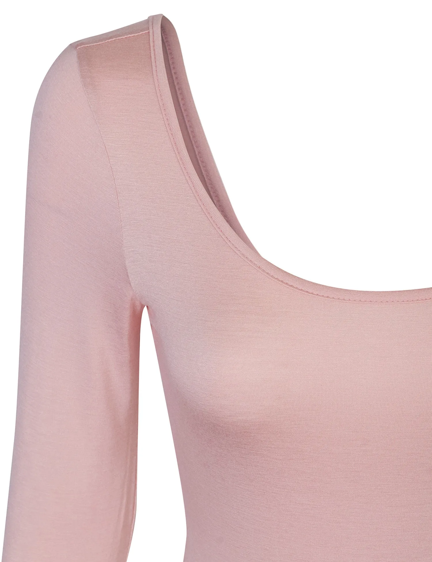 Long Sleeve Scoop Neck Bodysuit with Snap Button Closure