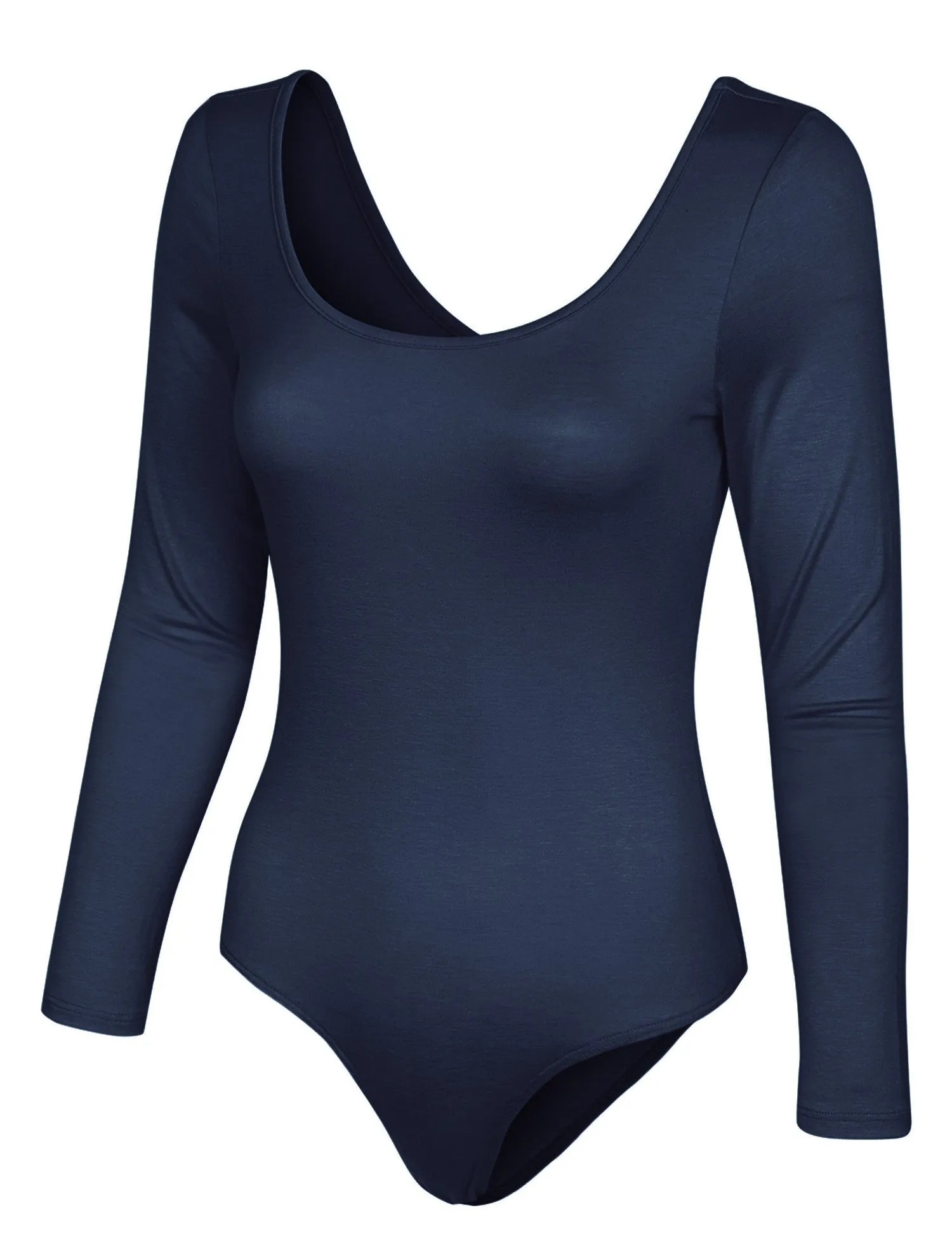Long Sleeve Scoop Neck Bodysuit with Snap Button Closure