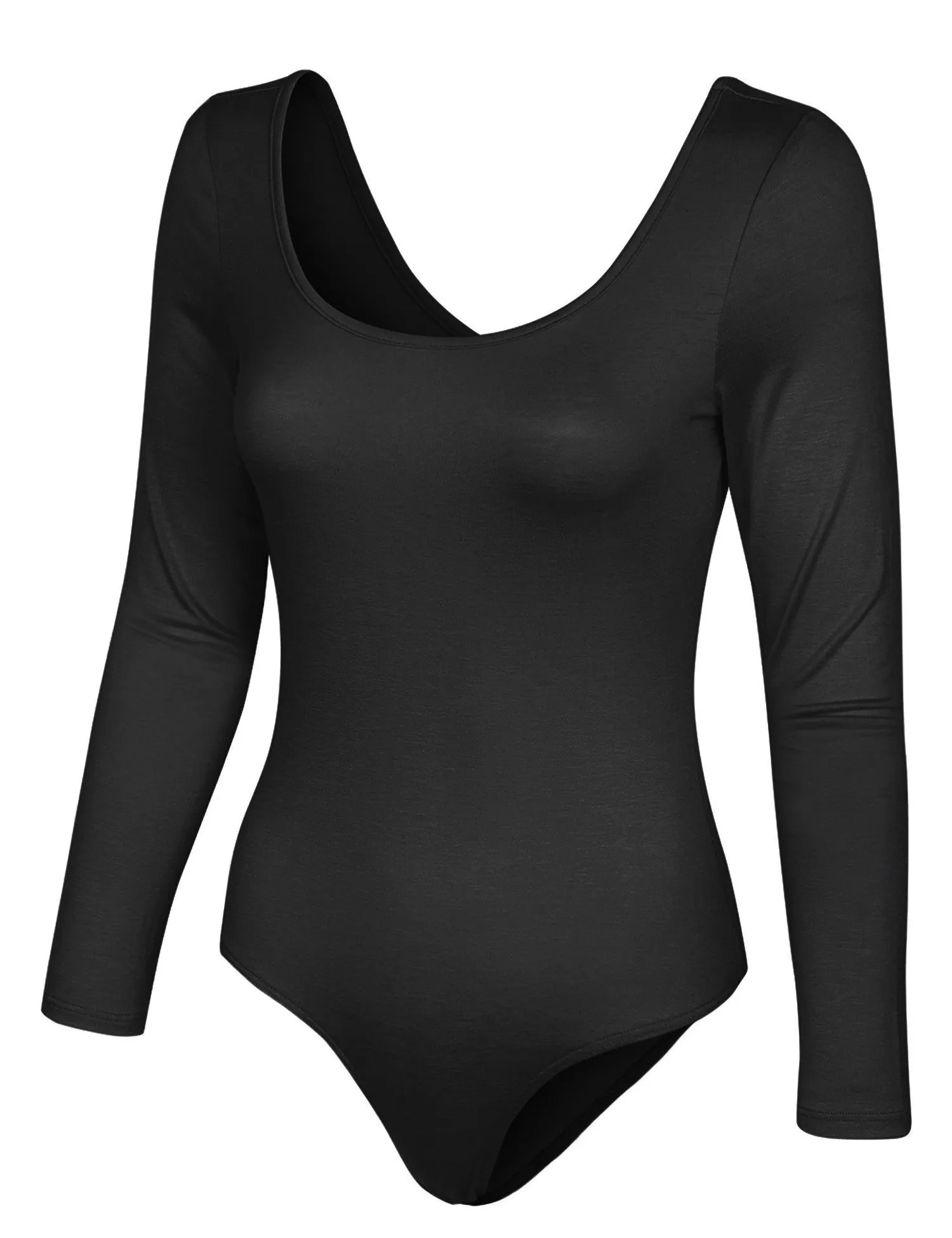 Long Sleeve Scoop Neck Bodysuit with Snap Button Closure