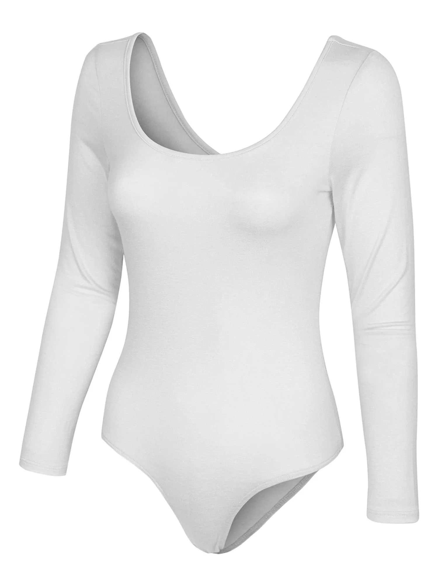 Long Sleeve Scoop Neck Bodysuit with Snap Button Closure