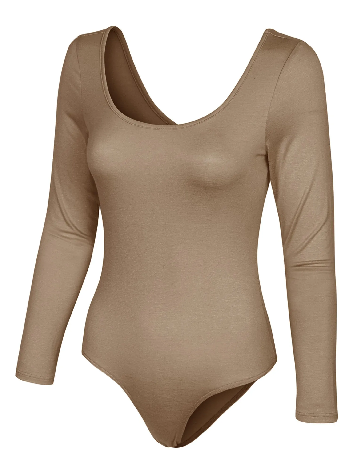 Long Sleeve Scoop Neck Bodysuit with Snap Button Closure