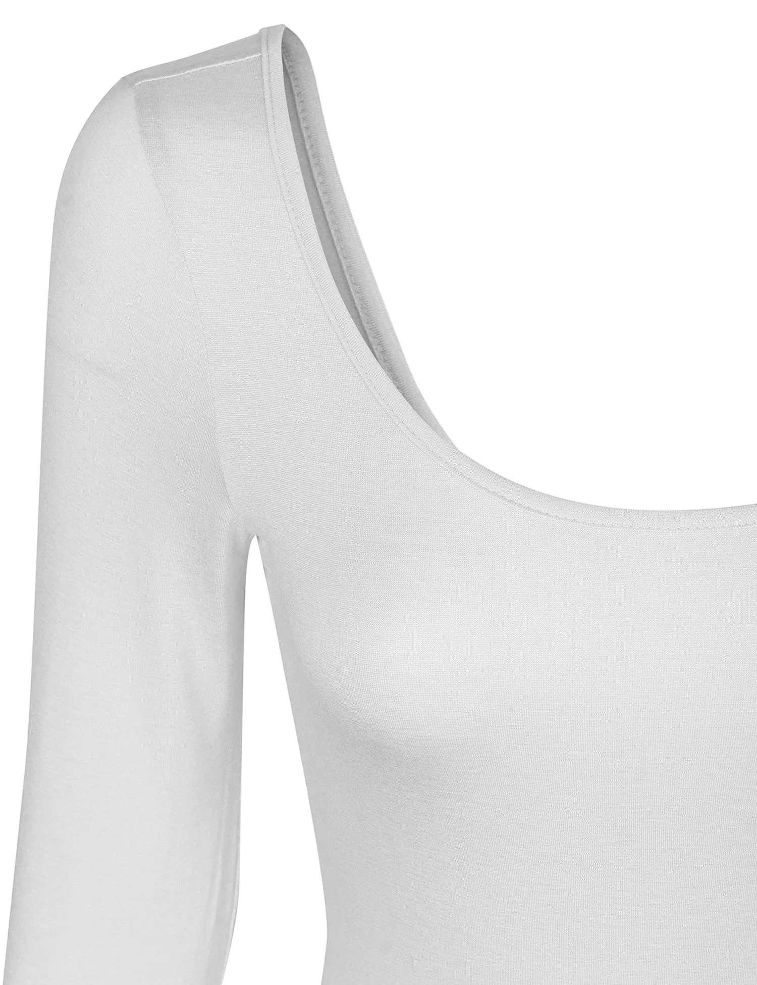 Long Sleeve Scoop Neck Bodysuit with Snap Button Closure
