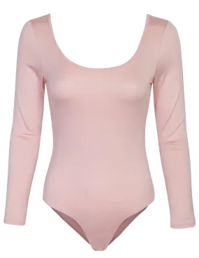 Long Sleeve Scoop Neck Bodysuit with Snap Button Closure