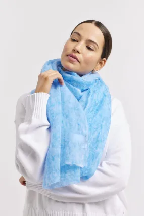 Louisa Wool Silk Scarf in Blue
