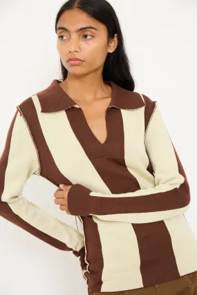 Mané Polo Knit in Cream and Brown