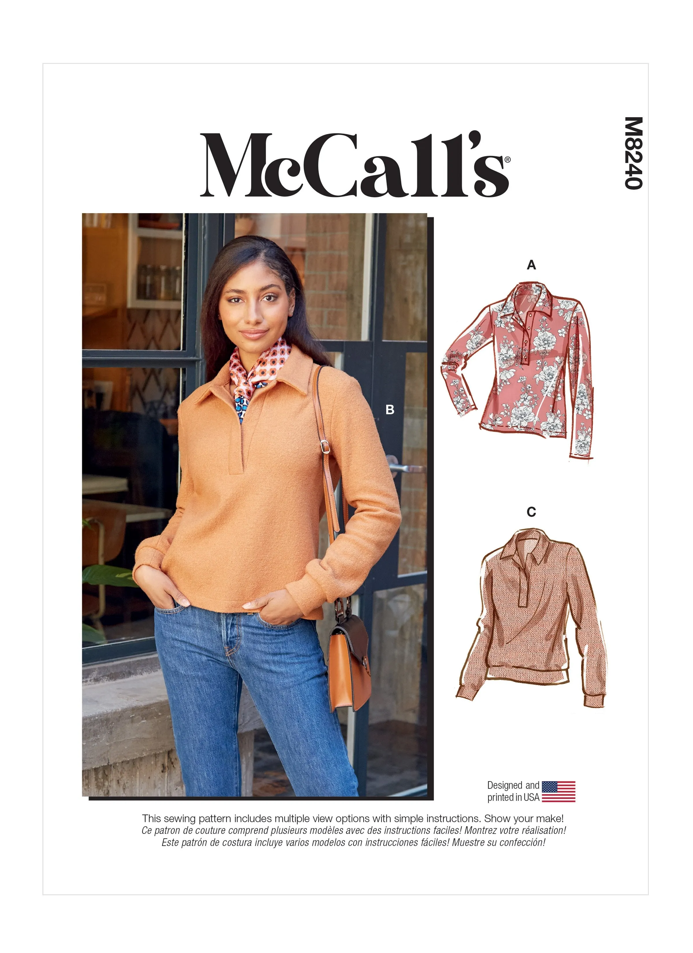 McCall's sewing pattern 8240 Misses' Tops